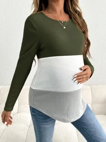 SHEIN 孕妇休闲哺乳，休闲哺乳上衣 - 軍綠色 - 查看 6