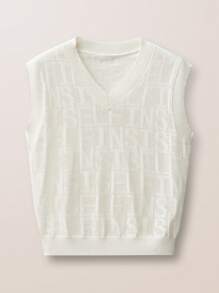 Manfinity VCAY Men's Loose Knit V-Neck Sweater Vest, Suitable For Autumn And Winter - White - View 10