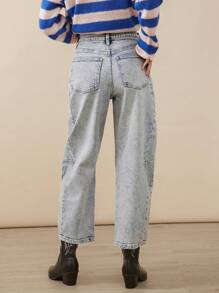 WESTFADE Premium Denim Stretch Barrel Leg 99% Cotton Ankle Jeans