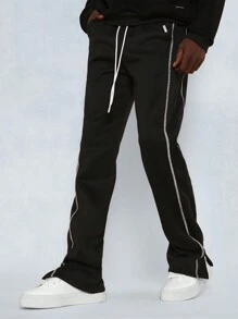 SUMWON Athletic Flare Leg Sweatpants Performance Track Bottom Elastic Waist Drawstring Sport Training Exercise Lounge Fitness Workout Fall Winter - Black - View 1