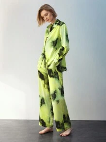 Maija Ensemble Deux Pièces Chemise Et Pantalon À Épaules Tombantes Tie-dye Pour Femme