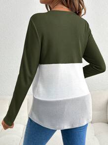 SHEIN 孕妇休闲哺乳，休闲哺乳上衣 - 軍綠色 - 查看 2