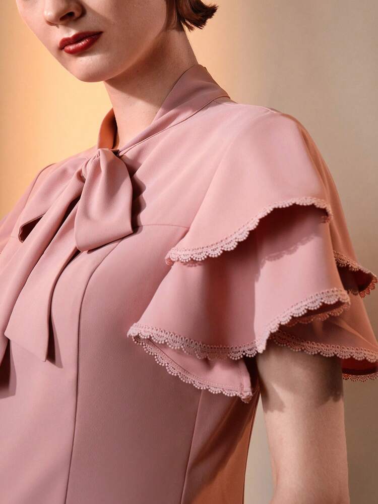 The Great Gatsby x MOTF TIE FRONT LAYERED SHORT SLEEVE BLOUSE