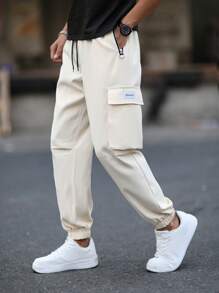 Manfinity Homme 男士抽绳侧拉链口袋时尚休闲长裤