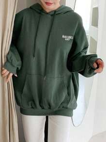 DAZY Women Animal Pattern Print Oversized Hooded Sweatshirt,Fall Clothes