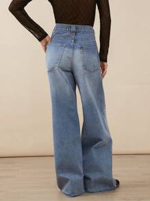 WESTFADE Premium 91% Cotton Denim Baggy Fit Wide Leg Jeans