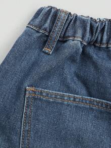 Y2K Fashion Casual Simple Washed Blue-Grey Denim Jeans For Teenage Girls - Medium Wash - View 5