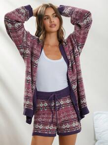 WESTFADE Quần short len dệt kim Fair Isle - Nhiều màu - Xem 7