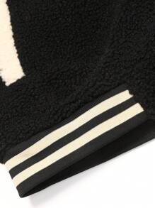 Manfinity Homme Áo khoác dài tay màu khối có khóa kéo cho nam, áo khoác ngoài bằng vải nhung, mùa thu/đông - Nhiều màu - Xem 5