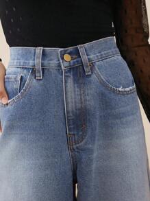 WESTFADE Premium 91% Cotton Denim Baggy Fit Wide Leg Jeans