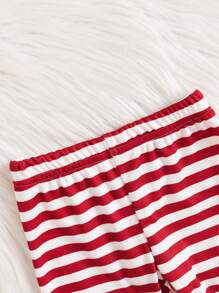 4 件套新生女婴简约圣诞图案印花长袖连体衣、裤子、帽子和围兜套装