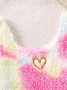 SHEIN Leap Crew 2 件套 Tween Girl 心形刺绣羊毛吊带背心和短裤睡衣套装 - 粉色 - 查看 6
