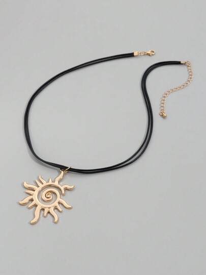 Fairycore 1pc Fashionable Geometric Spiral Sun Pendant Necklace