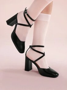 CUCCOO DOLLMOD Black Mary Jane High Heel Shoes, Fashionable Ankle Strap, Suitable For Commuting, Dating, Party, Holiday And Casual Wear Fall