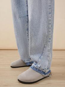 WESTFADE Premium Denim Barrel Leg 100% Cotton Ankle Jeans