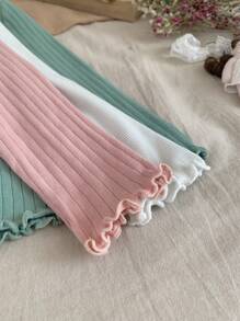 SHEIN LMoss Kids LMoss Young Girl 3 cái/bộ Áo phông cơ bản họa tiết hoa 3D cho bé gái và bé gái, Trang phục thường ngày mùa thu cho bé gái - Nhiều màu - Xem 3