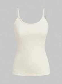 SHEIN EZwear 2 Stücke Damen Schwarzes und Weißes Elastisches Lässiges Fleece Cami-Top, Geeignet für Herbst und Winter - Verschiedenfarbig - Übersicht 4