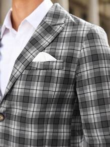 Manfinity Mode 2 piezas Conjunto de traje a cuadros de manga larga para hombre (chaqueta y pantalones)