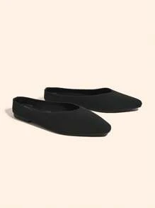 CUCCOO BASICS 女士针织平底乐福鞋秋季 - 黑色 - 查看 5