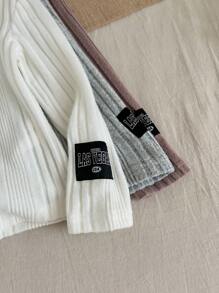 SHEIN 3pcs Solid Color Round Neck Letter Print Fitted Casual T-Shirts Set For Young Girls - Multicolor - View 3