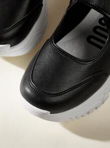 CUCCOO EASI Women's Thick Sole Hook And Loop Comfortable Casual Sports Shoes Tainers - Black - View 7