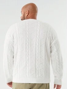 Manfinity BRENVOR Maglione casual a girocollo oversize da uomo, a maglia a trecce, vestibilità ampia, per uscire, adatto per l'autunno e l'inverno