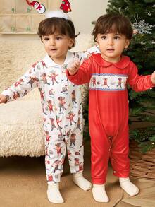 两件套男婴可爱卡通小熊印花圣诞连体衣。喜庆的小熊图案和经典的圣诞配色，让您的宝宝在节日期间穿着舒适又可爱，成为人群中的焦点。 - 彩色 - 查看 12
