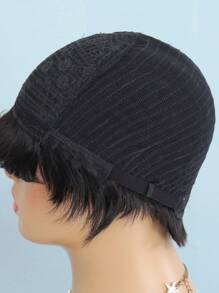 Short Wig With Bangs Pixie Cut Bangs Wig Human Hair Machine Made Wig For Women