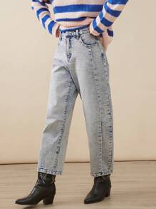 WESTFADE Premium Denim Stretch Barrel Leg 99% Cotton Ankle Jeans