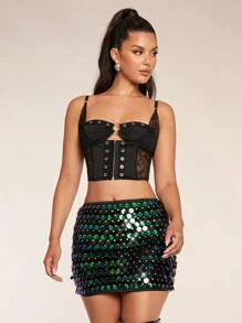 Glamine Summer Fits Fashionable Sequins, High Waisted, Sexy, Buttocks Wrapped, One Piece Skirt With Size Beads, Slim Fitting Skirt, Women's Half Body Mini Skirt