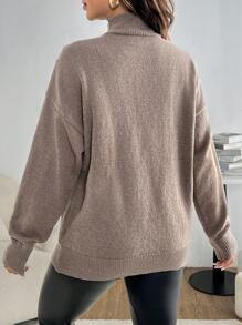 SHEIN Maternity High Neck Open Shoulder Long Sleeve Sweater, Fall & Winter