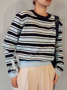 FRIFUL Women's Casual Striped Colorblock Oversized Sweater, For Autumn & Winter - Multicolor - View 4