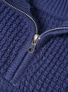 男式撞色半拉链休闲套头衫 - 彩色 - 查看 4