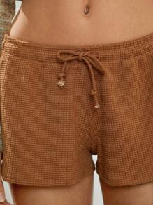 WESTFADE 针织休闲短裤 - 駝色 - 查看 4