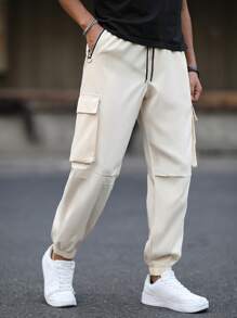 Manfinity Homme 男士抽绳侧拉链口袋时尚休闲长裤