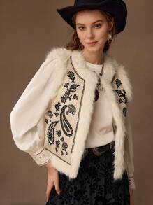 MOTF PREMIUM CHALECO ESPONJOSO CON ESTAMPADO DE CACHEMIRA - Multicolor - Ver 6