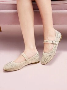 CUCCOO DOLLMOD Women's Fashionable Apricot Ballerina Mary Jane Flat Shoes, Cute And Sweet For Students Fall