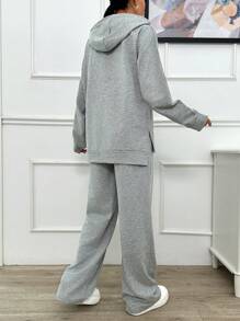RueChic Light Grey Two Thread Sweatshirt And Sweatpant With Label Detail - Light Grey - View 2