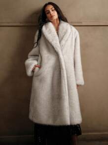 Anewsta Thickened Fluffy Long Fluffy Coat For Women - Beige - View 3