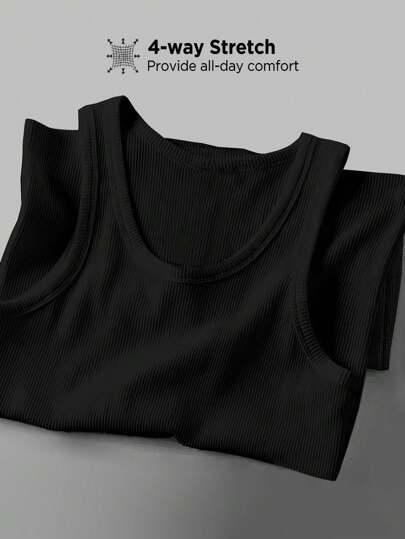 Manfinity Sport Corelite Men Solid Color Round Neck Casual Sport Tank Tops  Workout Tops Tank Top Pack Basic T Shirt  Basketball  Jersey Men Men Hoodies,  Gym Top S Workout Tops Breathable