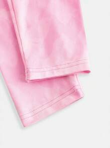 SHEIN X Care Bears Designer Tween Girl Casual Cute Cartoon Bear & Letter Printed Elastic Waist Pants, Holiday, New Year, Thanksgiving - Multicolor - View 4