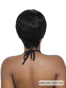 Perruque de cheveux humains court bouclé avec franges human hair