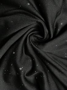 Allurite Vestido de mujer de talla grande de verano elegante con cuello asimétrico con abertura y estampado de lámina de plata, vestido largo para fiesta