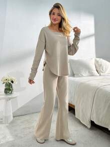RueChic WOMAN GREY LOUNGEWEAR TWO PIECE SUIT - Grey - View 5