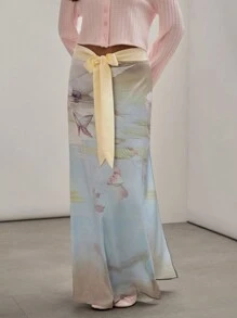 COSMINA 女士纯色系带前裙，休闲度假