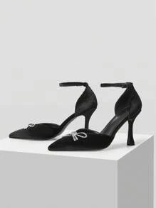 MOTF PREMIUM 2024 POINTED TOE HIGH HEELS SHOES WITH CRYSTAL BOW ACCENT FOR WOMEN