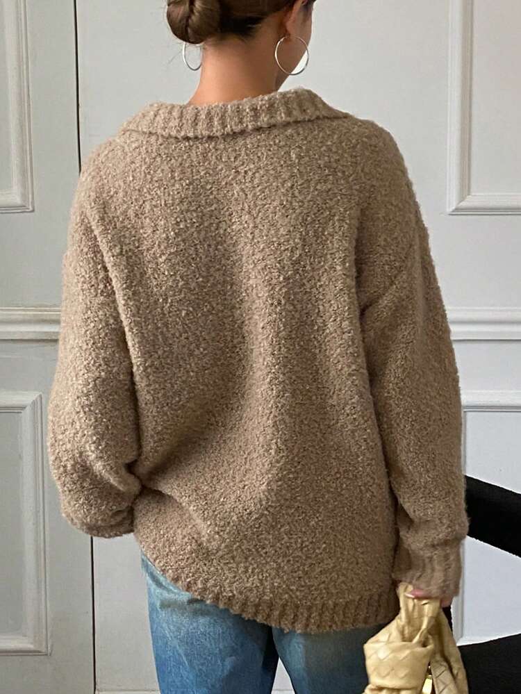 Letter Embroidery Loose Long Sleeve Stand Collar Long Cardigan For Women,Fall Women Clothes Women Sweater