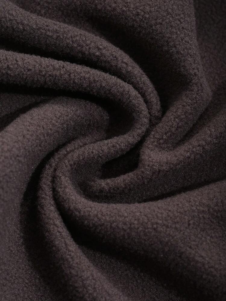 Men's Brushed Brown Half-Zip Solid Color T-Shirt, Autumn