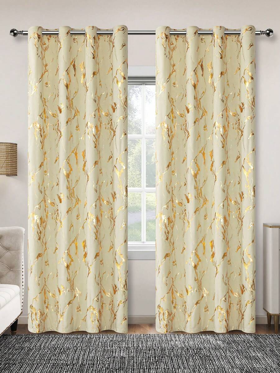 1 tấm rèm vải nhung mềm họa tiết đá cẩm thạch vàng lấp lánh cao cấp phong cách nghệ thuật trừu tượng dùng trang trí phòng khách, trang trí mùa thu, trang trí mùa thu, trang trí phòng - Vàng - Xem 1