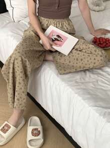 DAZY Floral All-Over Print Relaxed Fit Lounge Pants, Casual Daily Wear Pajama, Fall